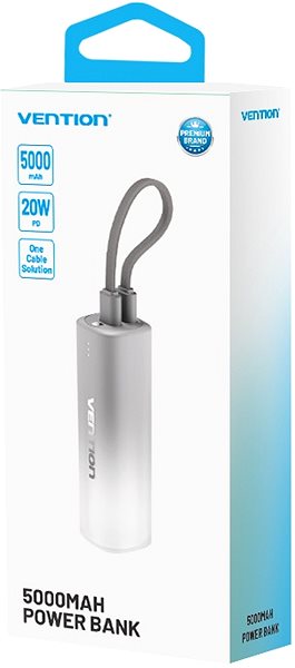 Power Bank Vention 5000mAh Power Bank (USB-C + Lightning) 20W Gray Light Indicator Display Type ...