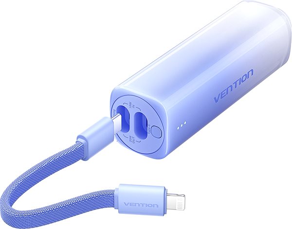 Power Bank Vention 5000mAh Power Bank (USB-C + Lightning) 20W Blue Light Indicator Display Type ...