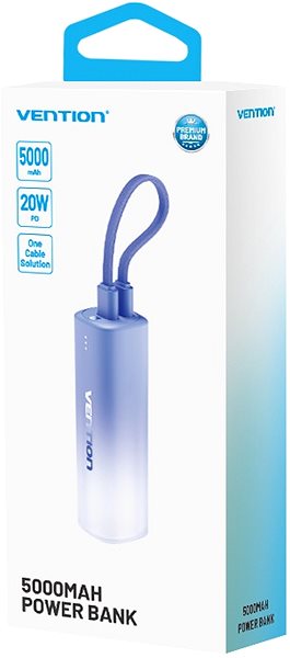 Power Bank Vention 5000mAh Power Bank (USB-C + Lightning) 20W Blue Light Indicator Display Type ...