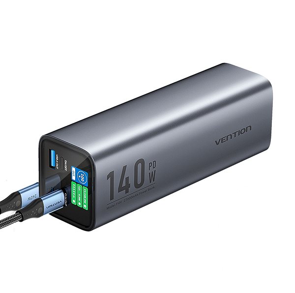 Power Bank Vention 27000mAh Power Bank (USB-C + USB-C + USB-C + USB-A + USB-A) 140W Gray LED Display Type ...