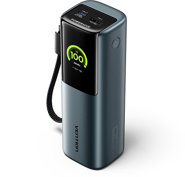 Power Bank Vention 20000mAh Power Bank (USB-C + USB-C/USB-C/USB-A) 165W Gray TFT Display Type ...