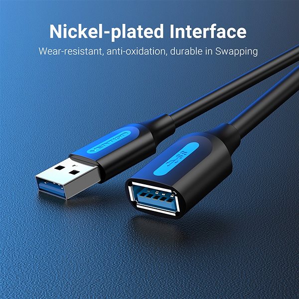Datenkabel Vention USB 3.0 Stecker zu USB Buchse Verlängerungskabel 5m schwarz PVC Typ ...