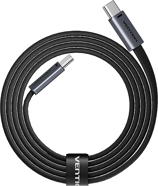 Data Cable Vention Flat USB 2.0 Type-C Male to Type-C Male 3A Cable 2M Black Aluminum Alloy Type ...