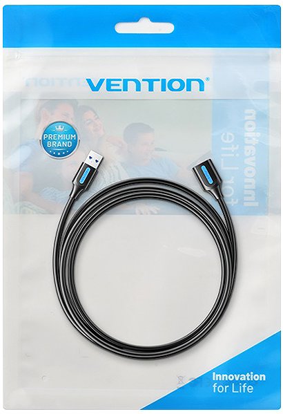 Data Cable Vention USB 3.2 A Male to A Female Extension Round Cable 1.5M Black PVC Type ...