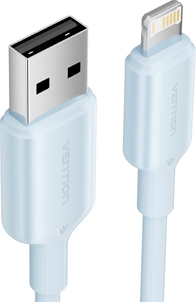Data Cable Vention USB 2.0 Type-A Male to Lightning Male 2.4A Cable 2M Blue PVC Type ...