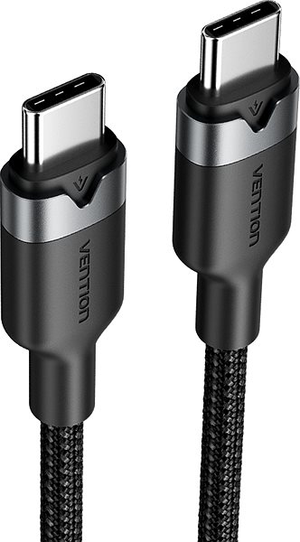 Data Cable Vention USB 2.0 Type-C Male to Type-C Male 3A Cable 1M Black Aluminum Alloy Type ...