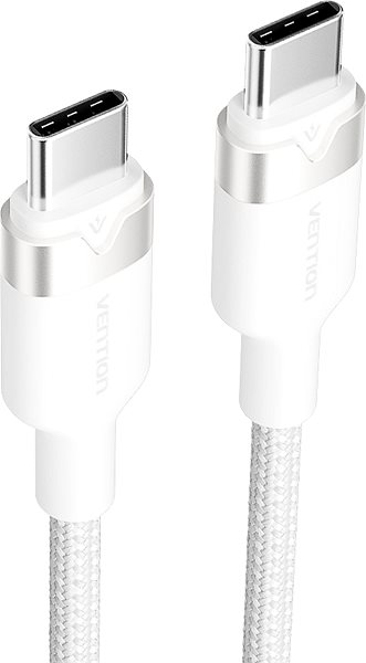 Data Cable Vention USB 2.0 Type-C Male to Type-C Male 3A Cable 2M White Aluminum Alloy Type ...