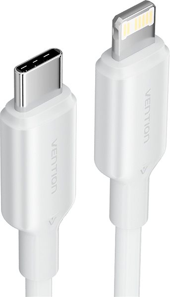 Data Cable Vention USB 2.0 Type-C Male to Lightning Male 3A Cable 1M White PVC Type ...