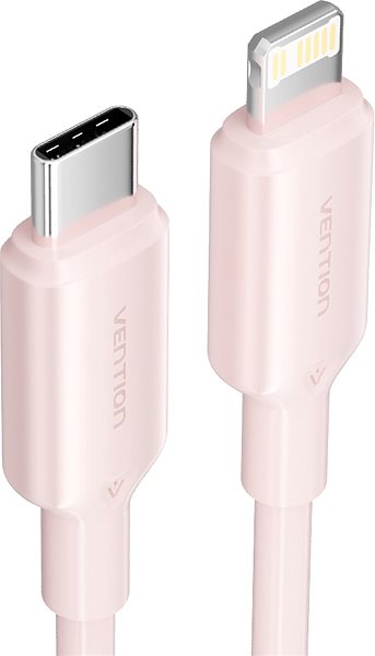 Data Cable Vention USB 2.0 Type-C Male to Lightning Male 3A Cable 1M Pink PVC Type ...