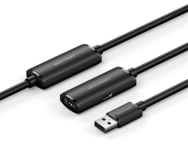 Datenkabel Vention USB 2.0 Typ-A Stecker zu Typ-A Buchse Aktives Verlängerungskabel 20M Schwarz ...