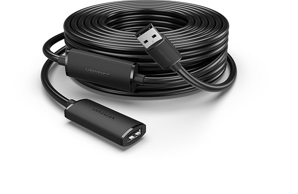 Data Cable Vention USB 2.0 Type-A Male to Type-A Female Active Extension Cable 25M Black ...