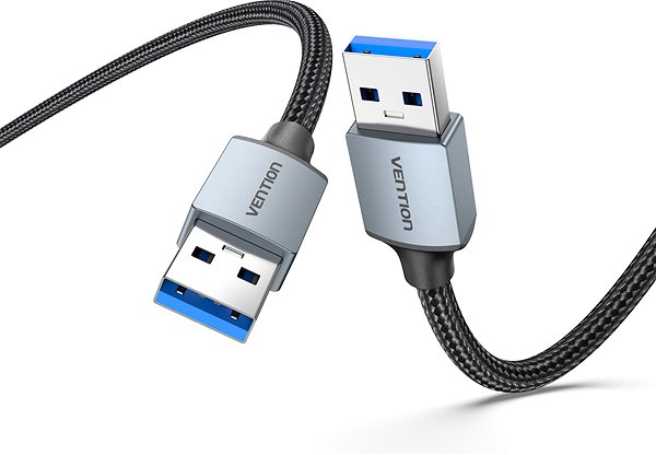 Data Cable Vention Cotton Braided USB 3.0 A Male to A Male Cable 1M Gray Aluminum Alloy Type ...