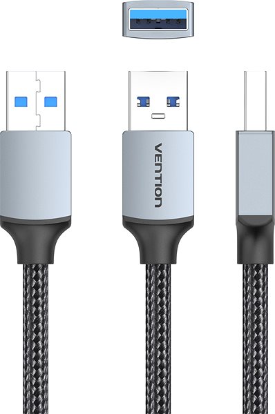 Data Cable Vention Cotton Braided USB 3.0 A Male to A Male Cable 3M Gray Aluminum Alloy Type ...