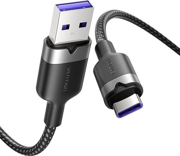 Data Cable Vention USB 2.0 A Male to C Male 6A Cable 1M Black Aluminum Alloy Type ...