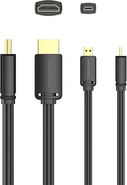 Video kábel Vention HDMI-D Male to HDMI-A Male 4K HD Cable 2 m Black ...