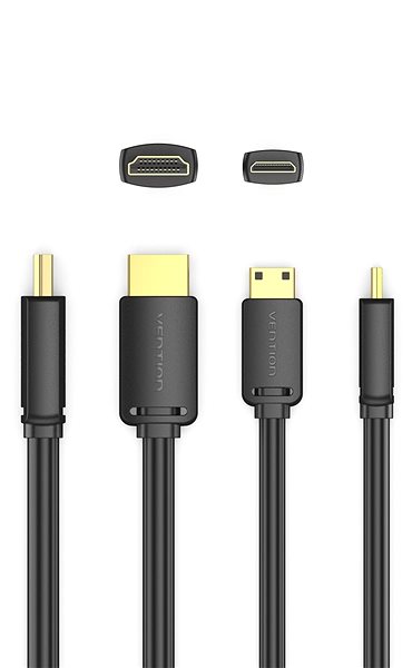 Video kábel Vention HDMI-C Male to HDMI-A Male 4K HD Cable 1 m Black ...