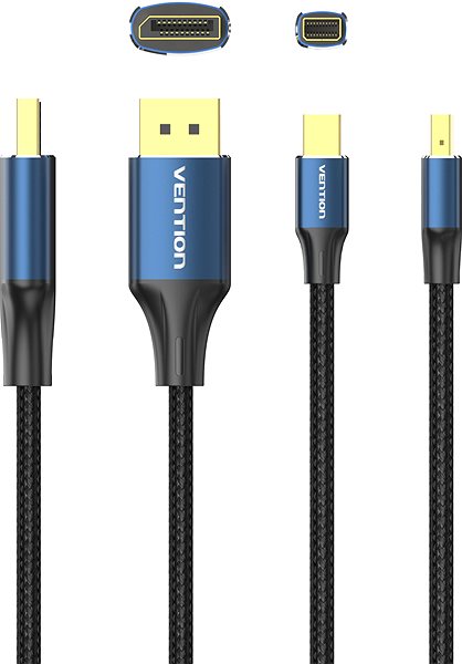 Video Cable Vention Cotton Braided Mini DP Male to DP Male 8K HD Cable 2m Blue Aluminum Alloy Type ...