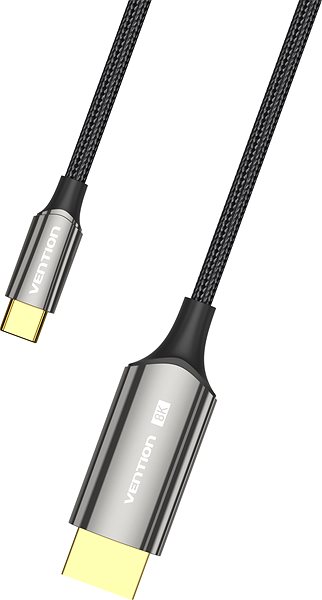 Video Cable Vention Cotton Braided 8K Bi-Directional USB-C Male to DisplayPort Male Cable 1M Black Zinc Alloy Ty ...