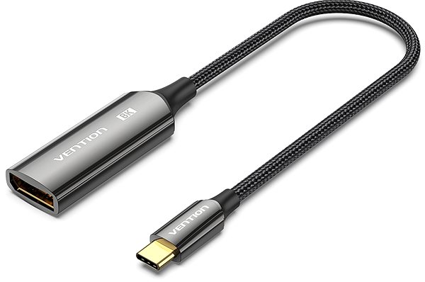 Video Cable Vention Cotton Braided USB-C to DP 8K Converter 0.25M Black Zinc Alloy Type ...