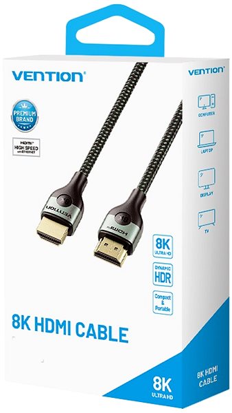 Video Cable Vention Cotton Braided Ultra Thin HDMI-A Male to Male HD Cable 8K 1M Green Aluminum Alloy Type ...