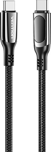 Datenkabel Vention Cotton Braided USB-C 2.0 5A Cable With LED Display 2m Black Zinc Alloy Type ...