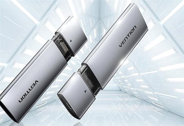 Externes Festplattengehäuse Vention M.2 NGFF SSD Enclosure (USB 3.1 Gen 2-C) Gray Aluminum Alloy Type ...