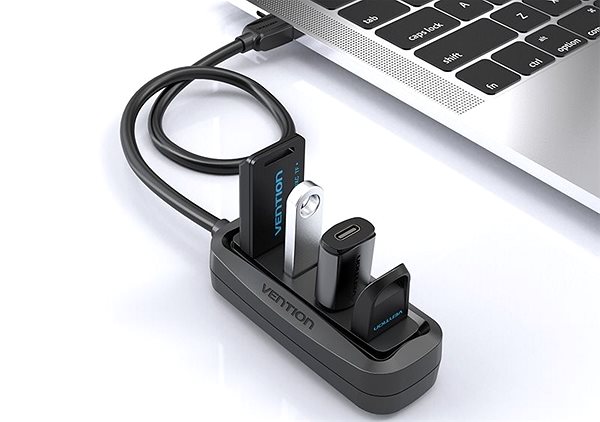 USB Hub Vention USB HUB 2.0 4-Ports, 0.15m, Black Lifestyle