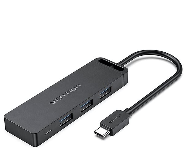 USB Hub Vention USB-C to 3× USB / USB-C 3.2 Gen1 / Micro USB-B HUB 0.15M Black ABS Type Oldalnézet