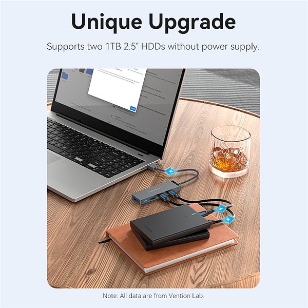 USB Hub Vention 4-Port USB 3.0 Hub With Power Supply 0.15M Gray (Metal appearance) ...