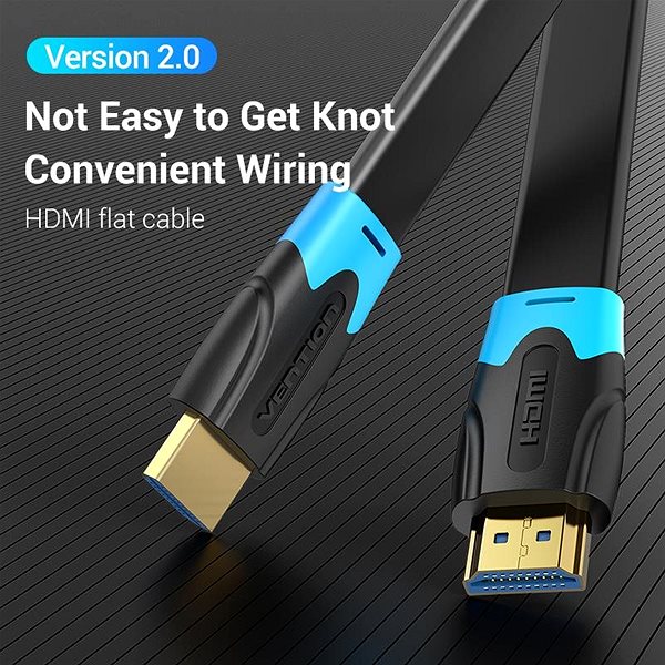 Video Cable Vention Flat HDMI Cable 0.5M Black Features/technology