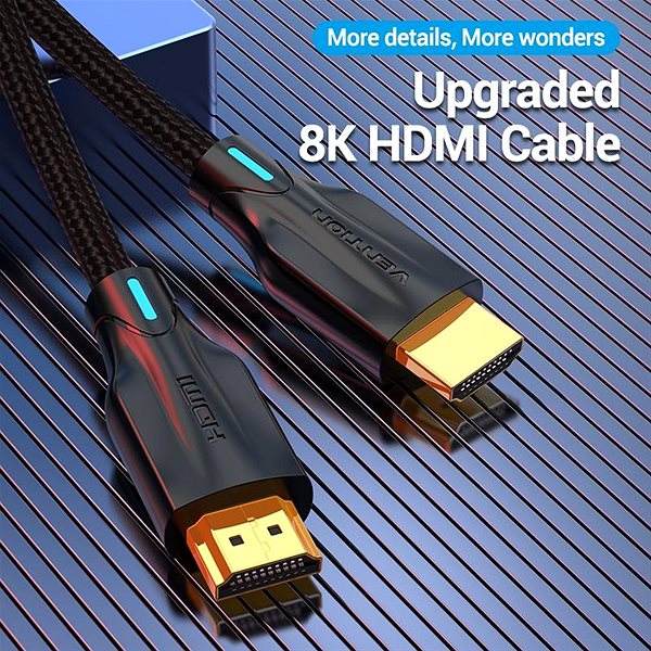 Videokabel Vention Cotton Braided 8K HDMI 2.1 Cable 5m Black Mermale/Technologie