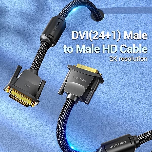 Videokabel Vention Cotton Braided DVI Dual-link (DVI-D) Cable 0,5 m Black Mermale/Technologie