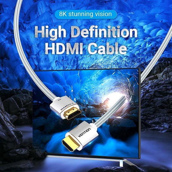 Video Cable Vention HDMI 2.1 Cable 8K 0.5m Silver Aluminum Alloy Type Features/technology