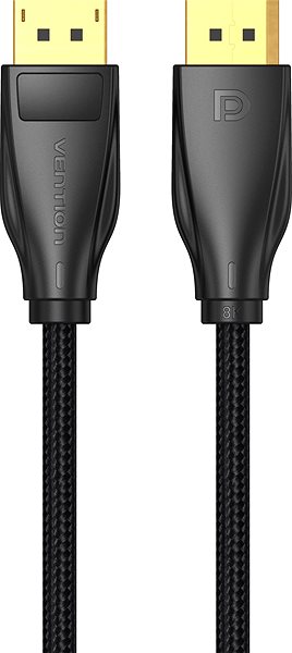 Video Cable Vention Cotton Braided DP 1.4 (Display Port) 1m Black Screen