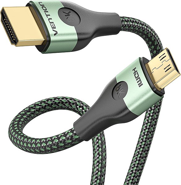 Video Cable Vention Cotton Braided Ultra Thin HDMI-C Male to HDMI-A Male Cable 8K 2M Green Aluminum Alloy Type ...