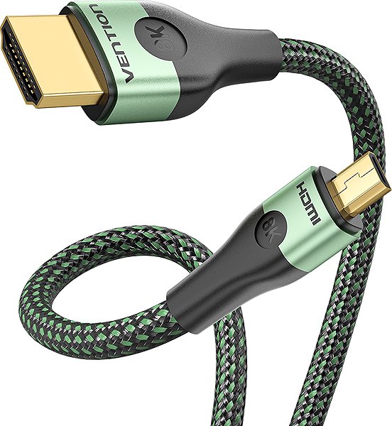 Video Cable Vention Cotton Braided Ultra Thin HDMI-D Male to HDMI-A Male Cable 8K 1M Green Aluminum Alloy Type ...
