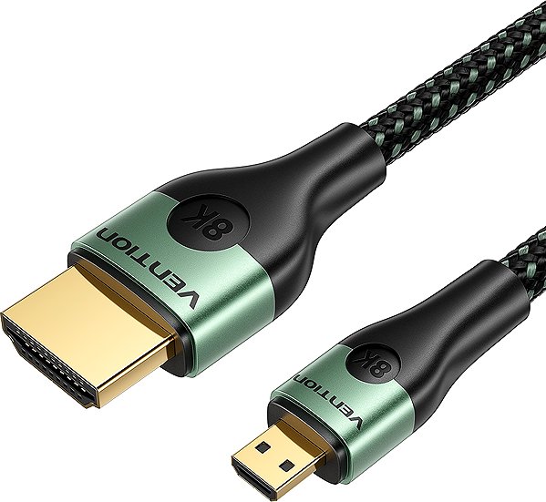 Video Cable Vention Cotton Braided Ultra Thin HDMI-D Male to HDMI-A Male Cable 8K 2M Green Aluminum Alloy Type ...