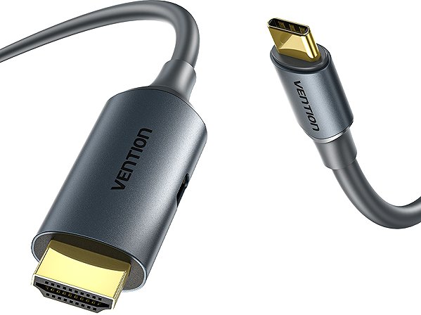 Video Cable Vention HDMI Male to USB-C Male 4K HD Cable with Power Supply 1.5M Gray Metal Type ...