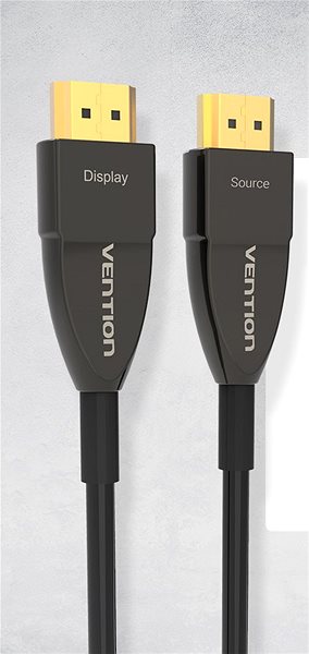 Videokábel Vention Optical HDMI 2.0 Cable 10 m Black Metal Type Oldalnézet
