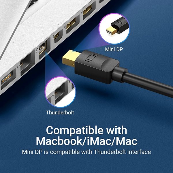 Video Cable Vention Mini DisplayPort to DisplayPort (DP) Cable, 1.5m, Black Connectivity (ports)
