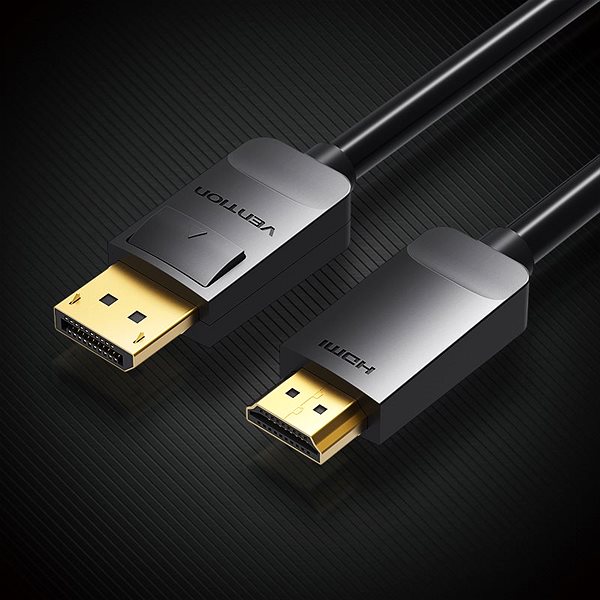 Video kábel Vention DisplayPort (DP) to HDMI Cable 1,5 m Black Bočný pohľad