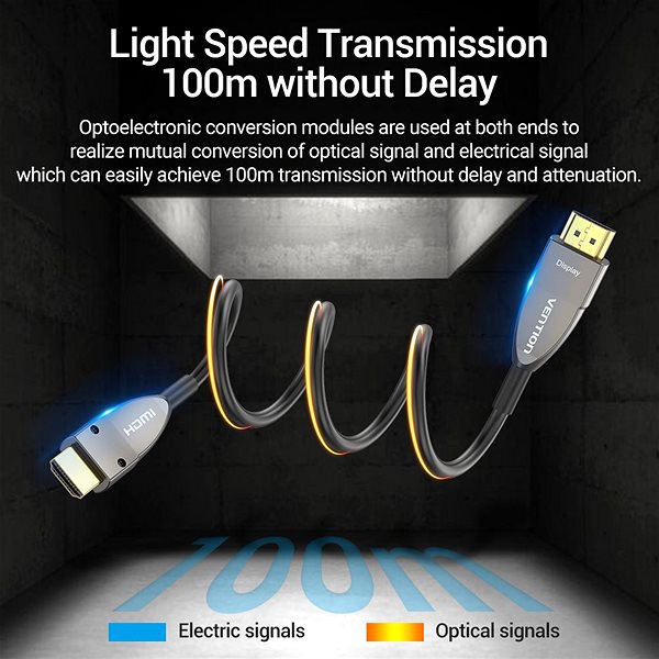 Video Cable Vention Optical HDMI 2.0 Cable 4K 1.5M Black Metal Type Features/technology