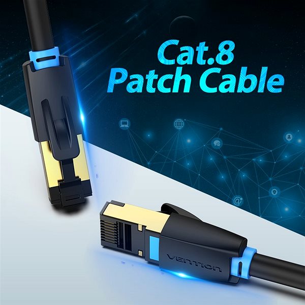 Ethernet Cable Vention Cat.8 SFTP Patch Cable 1m Black Lifestyle