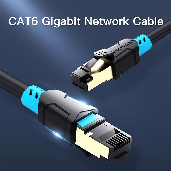 Hálózati kábel Vention Cat.6 SFTP Patch Cable 5M Black Képernyő