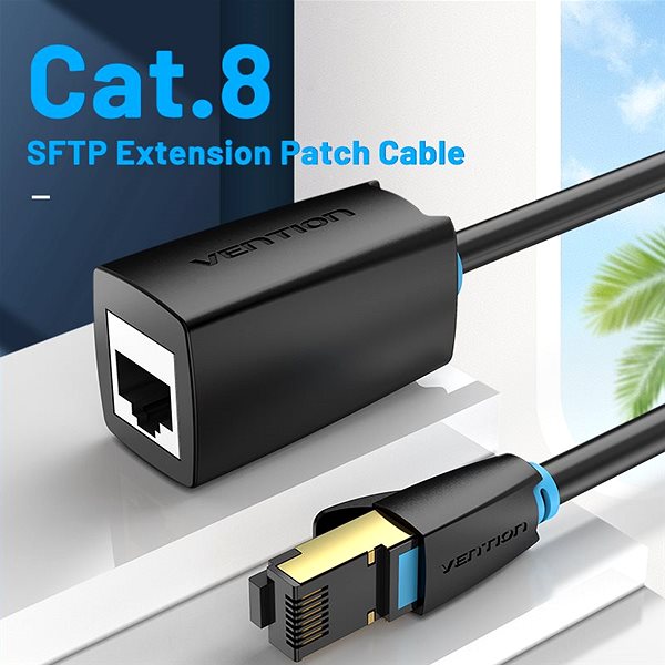 Ethernet Cable Vention Cat.8 SFTP Extension Patch Cable 0.5M Black Lifestyle