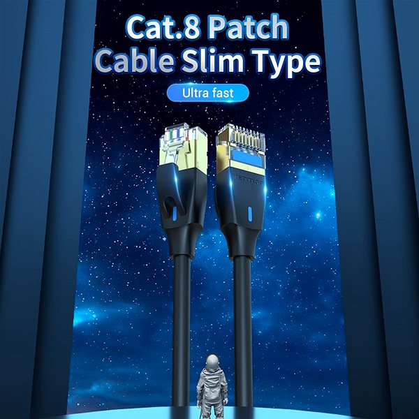 Hálózati kábel Vention Cat.8 SFTP Patch Cable Slim, 0.5m, fekete Lifestyle