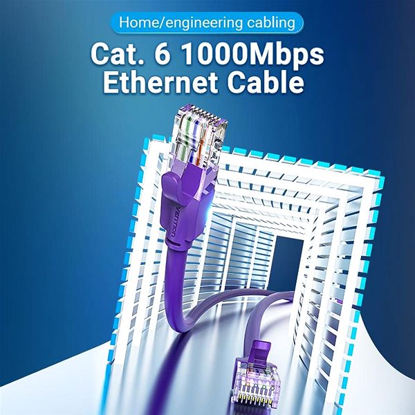 Ethernet Cable Vention Cat.6 UTP Patch Cable 1M Purple Lifestyle