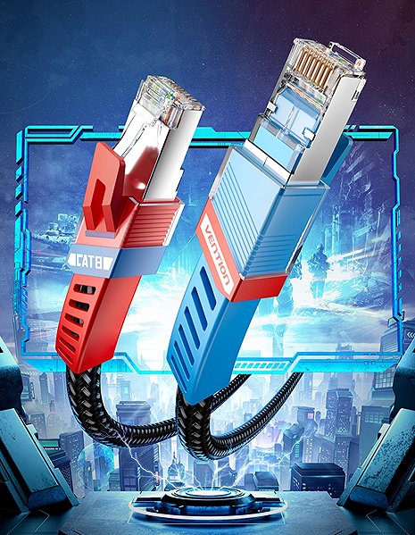 Ethernet Cable Vention Cat8 SFTP Gaming Ethernet Patch Cable 1M Black ...