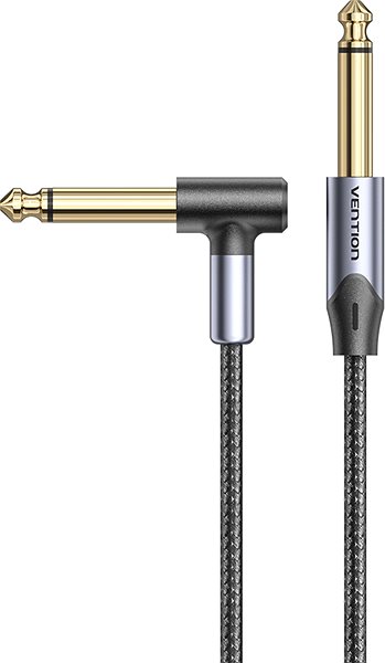 Audio-Kabel Vention Cotton Braided 6.35mm TS Male to Male Right Angle Audio Cable 1M Gray Aluminum Alloy Type ...