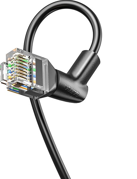 Hálózati kábel Vention Cat6A UTP Rotate Right Angle Ethernet Patch Cable Slim Type, 0,5 m, fekete ...